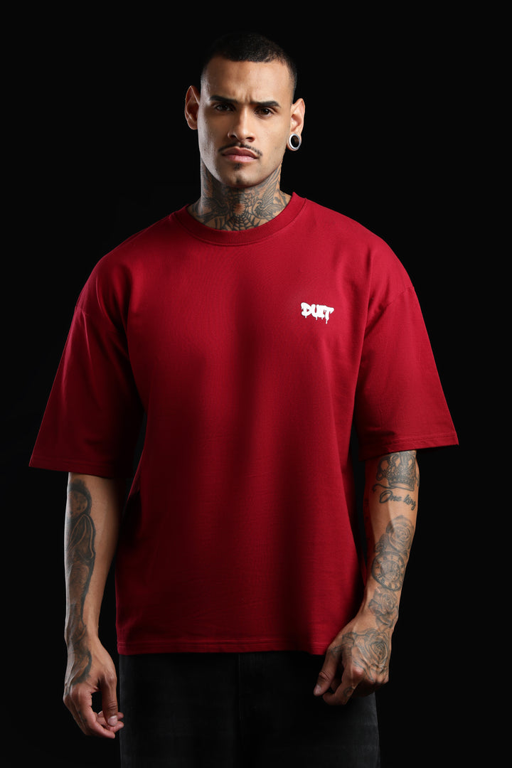 DUIT Classic Street Oversized T-Shirt – Crimson Red
