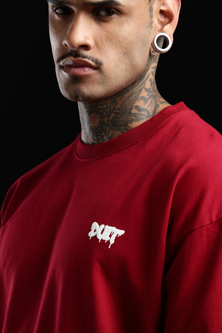 DUIT Classic Street Oversized T-Shirt – Crimson Red