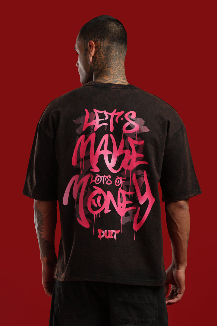 DUIT “Let’s Make Lots of Money” Oversized T-Shirt – Washed Black