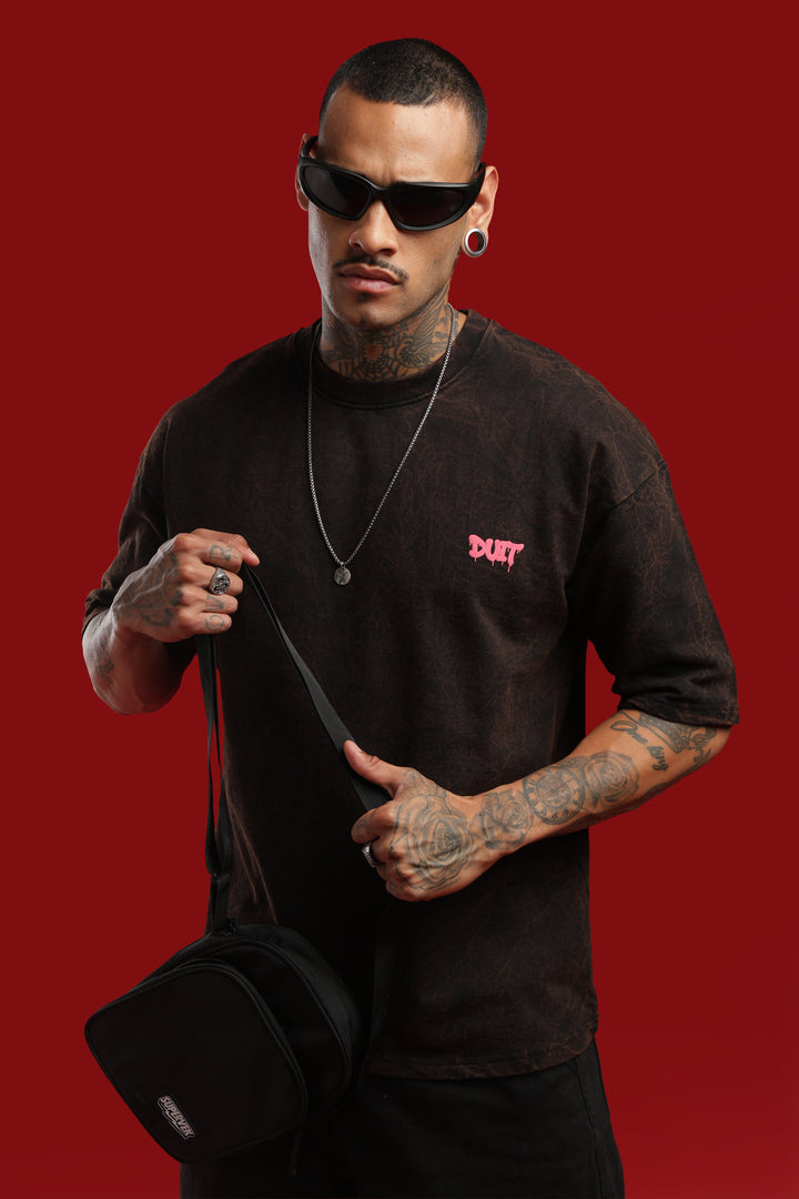 DUIT “Let’s Make Lots of Money” Oversized T-Shirt – Washed Black