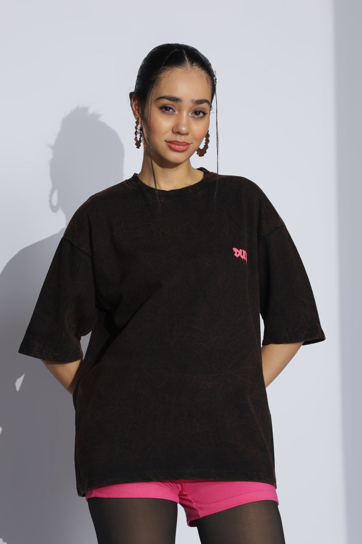 DUIT “Let’s Make Lots of Money” Oversized T-Shirt – Acid Wash Washed Black