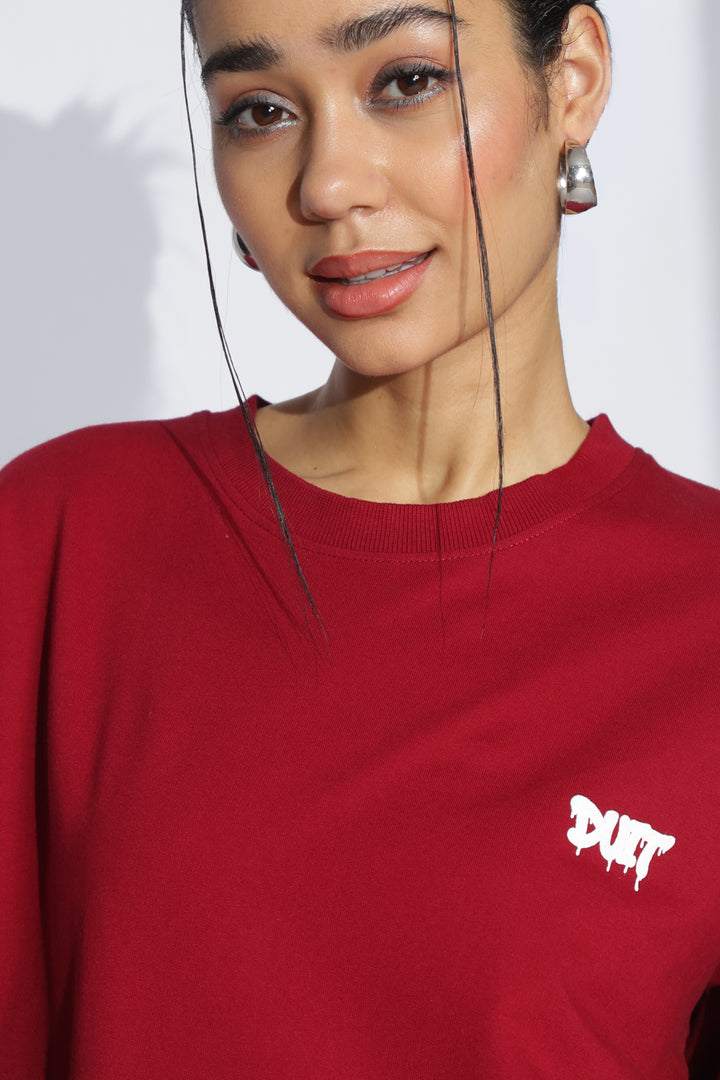 DUIT Classic Street Oversized T-Shirt – Crimson Red